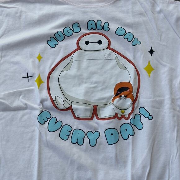 Disney Bay Max Cat Shirt Oversized XS White Tee - Picture 2 of 6